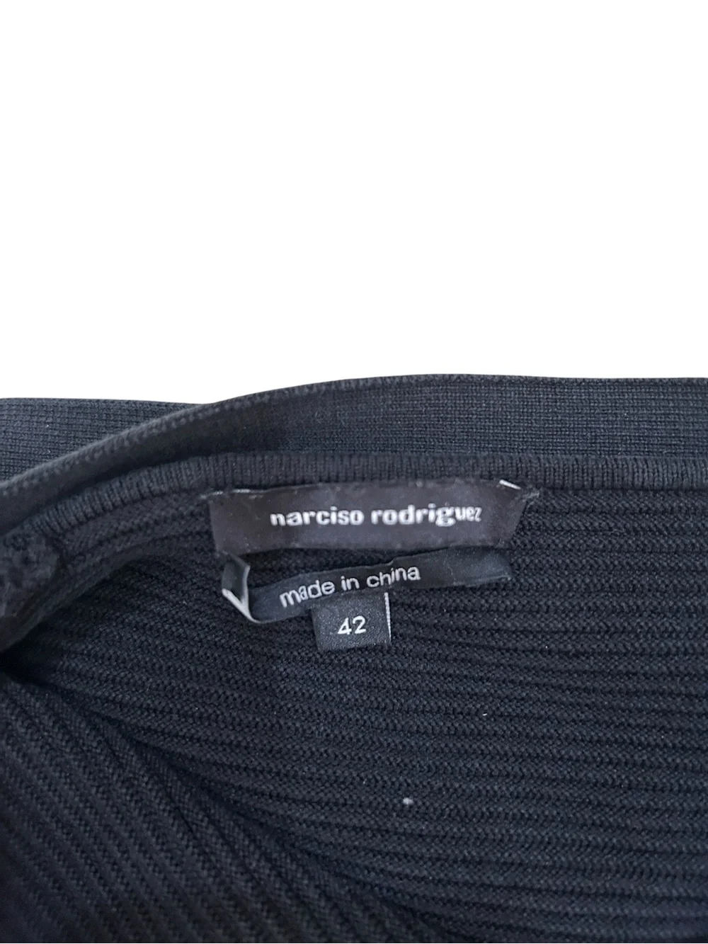 Narciso Rodriguez Black One-Shoulder Ribbed Tank silk blend size EU 42